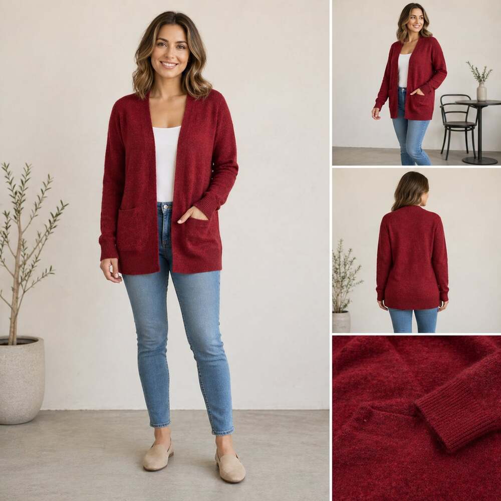 Madewell Kent Open Front Cardigan Sweater Red XS Cozy Minimalist